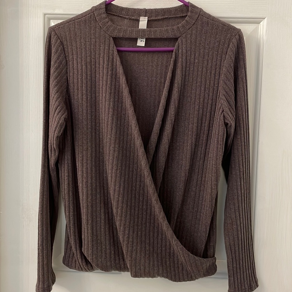 Low scoop neck sweater top